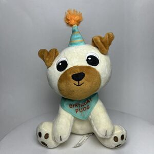 American Greetings Birthday Pugs Dog Plush Brown Cream Hat 7” Stuffed Animal Toy